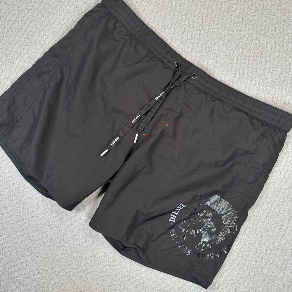 Y2K Diesel Swim Trunks Mens XL Black Only The Brave Mohawk Logo Board Shorts